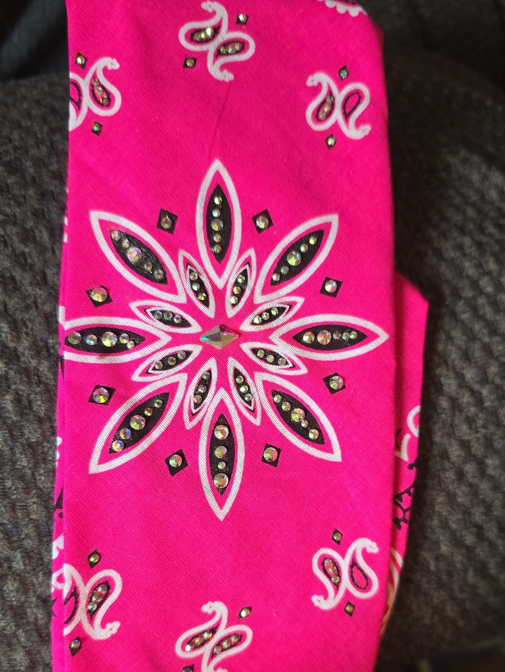 Rhinestone Embellished Hot Pink Bandana Headband